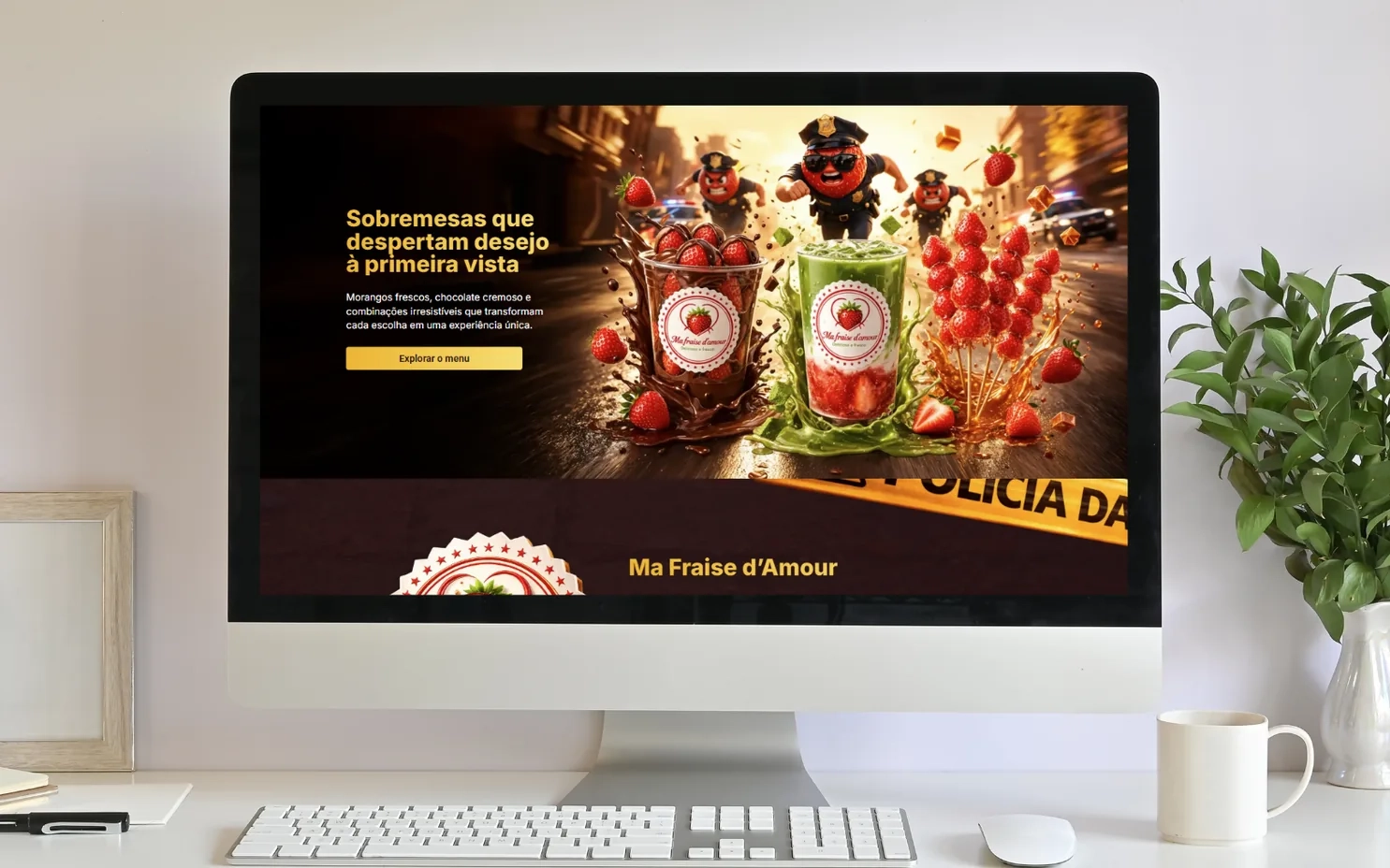 Página de campanha da Ma Fraise D'amour exibida em um monitor