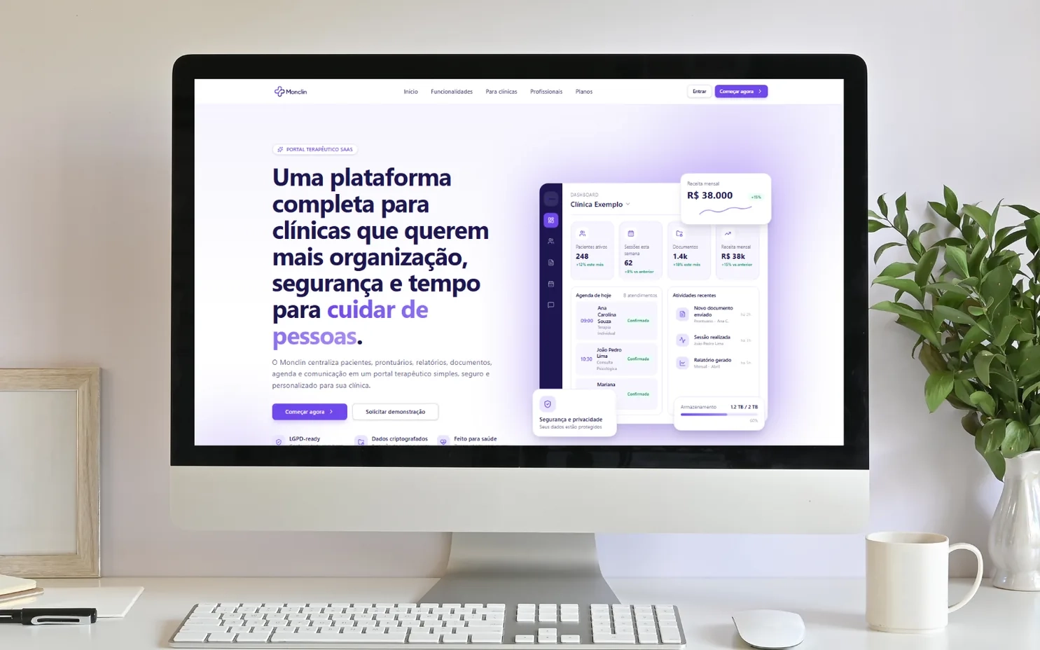 Plataforma SAS Monclin exibida em um monitor
